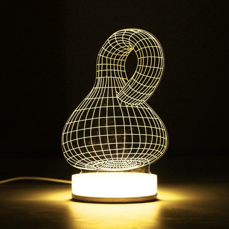 3d Illusion Usb Led Nočné Svetlo Teplá Biela Stolová Lampa Vianočný Darček