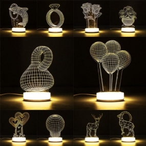 3d Illusion Usb Led Nočné Svetlo Teplá Biela Stolová Lampa Vianočný Darček