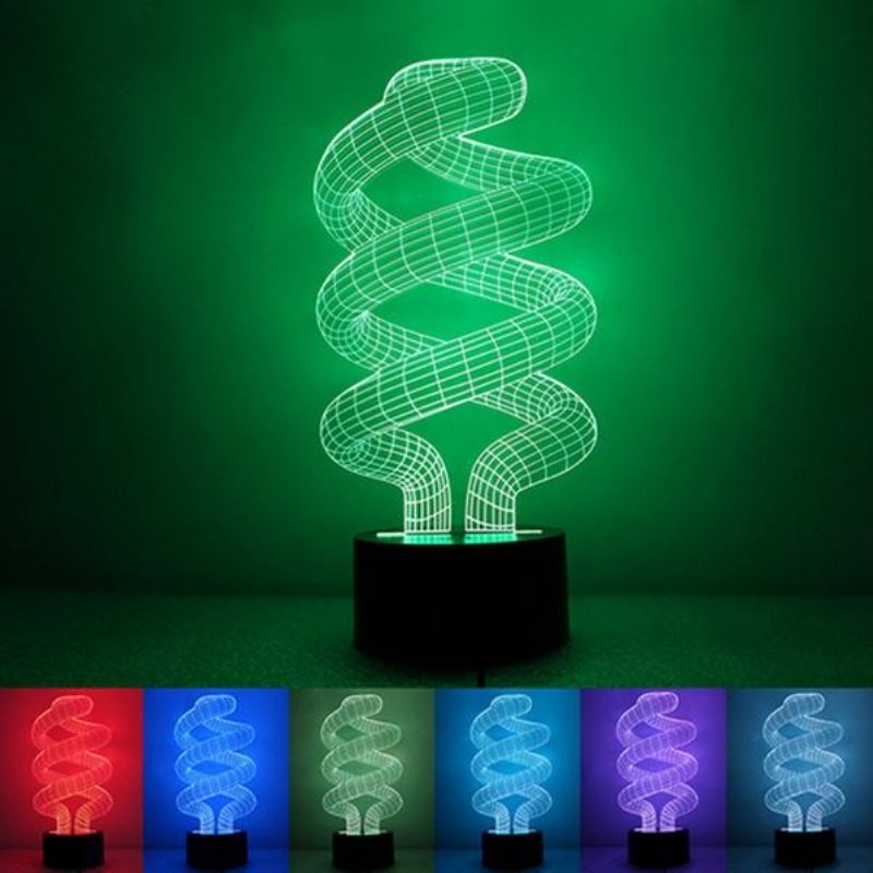 3d Led Stolové Svetlo Tornado Illusion Usb 7 Nočná Lampa Meniaca Farbu