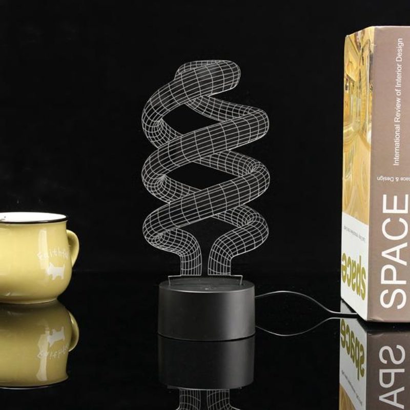 3d Led Stolové Svetlo Tornado Illusion Usb 7 Nočná Lampa Meniaca Farbu