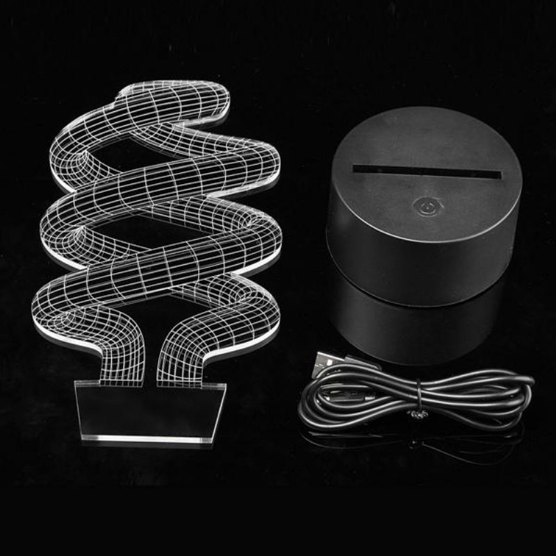 3d Led Stolové Svetlo Tornado Illusion Usb 7 Nočná Lampa Meniaca Farbu