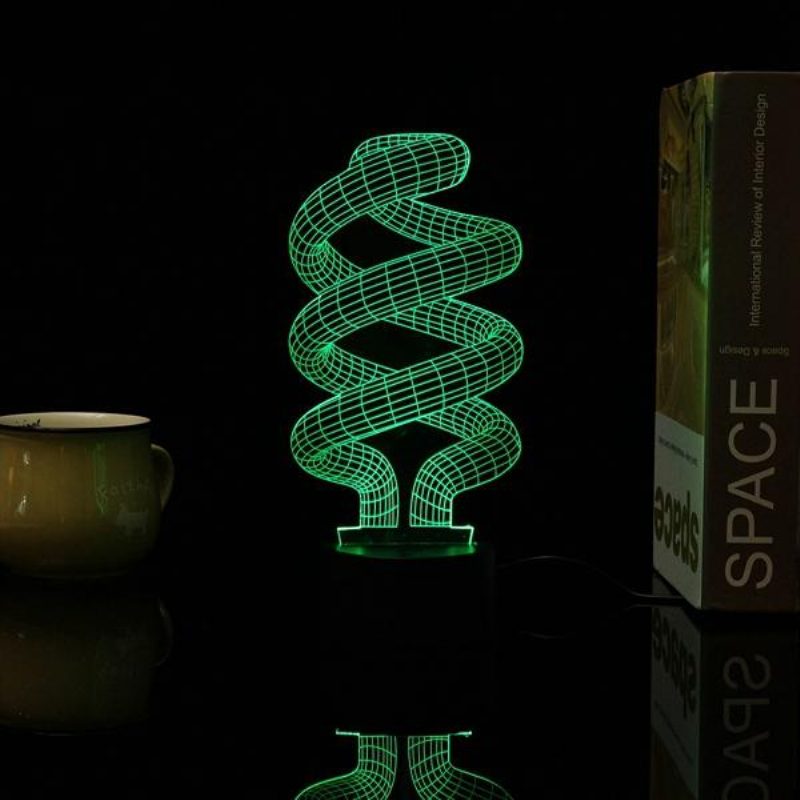 3d Led Stolové Svetlo Tornado Illusion Usb 7 Nočná Lampa Meniaca Farbu