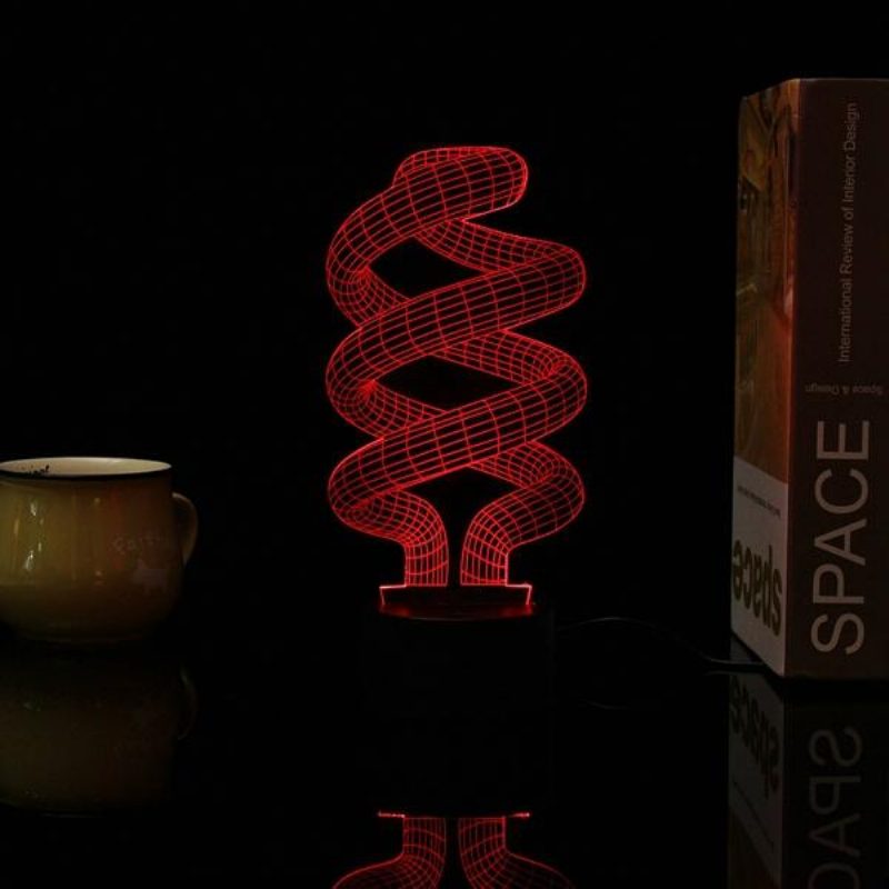 3d Led Stolové Svetlo Tornado Illusion Usb 7 Nočná Lampa Meniaca Farbu