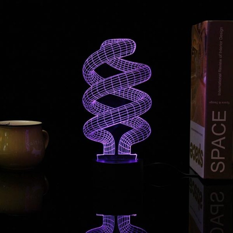 3d Led Stolové Svetlo Tornado Illusion Usb 7 Nočná Lampa Meniaca Farbu