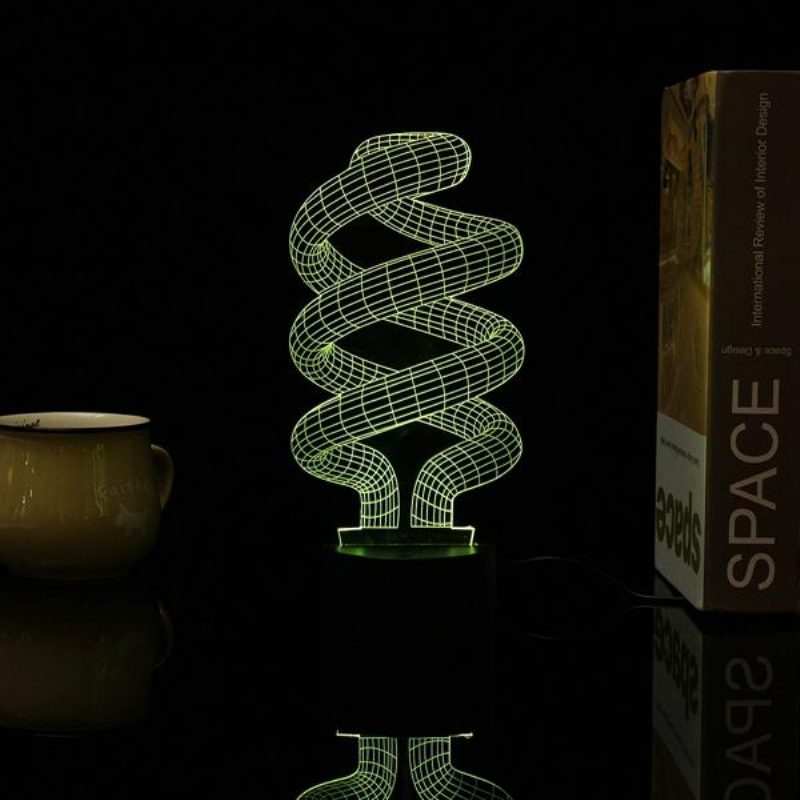 3d Led Stolové Svetlo Tornado Illusion Usb 7 Nočná Lampa Meniaca Farbu