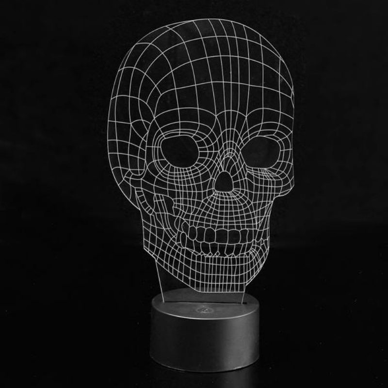 3d Skull Illusion Led Stolové Svetlo Usb 7 Farieb Meniace Nočnú Lampu Home Decor