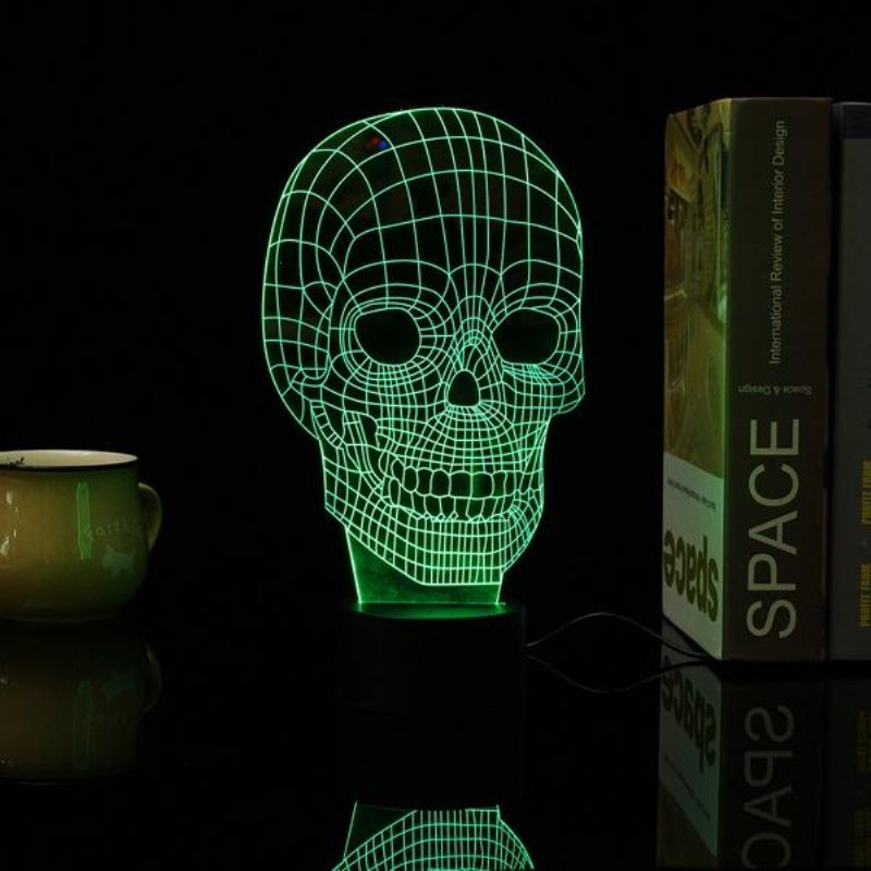 3d Skull Illusion Led Stolové Svetlo Usb 7 Farieb Meniace Nočnú Lampu Home Decor