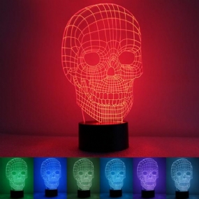 3d Skull Illusion Led Stolové Svetlo Usb 7 Farieb Meniace Nočnú Lampu Home Decor