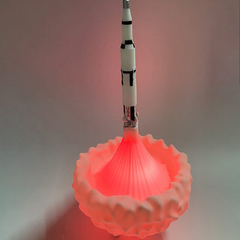 3d Tlač 16-farebná Raketová Lampa Saturn Usb Led Detské Nočné Svetlo Stmievateľné Dotykové Ovládanie + Diaľkové