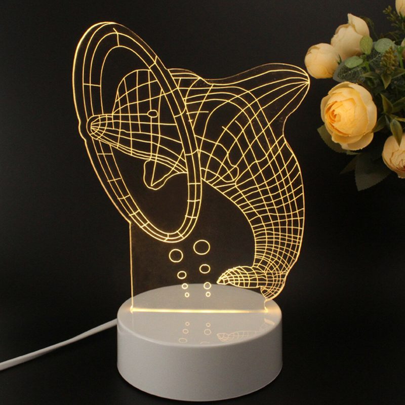 3d Viacfarebná Led Nočná Lampa So Vzorom Delfína S Vypínačom Home Party Decor 220v