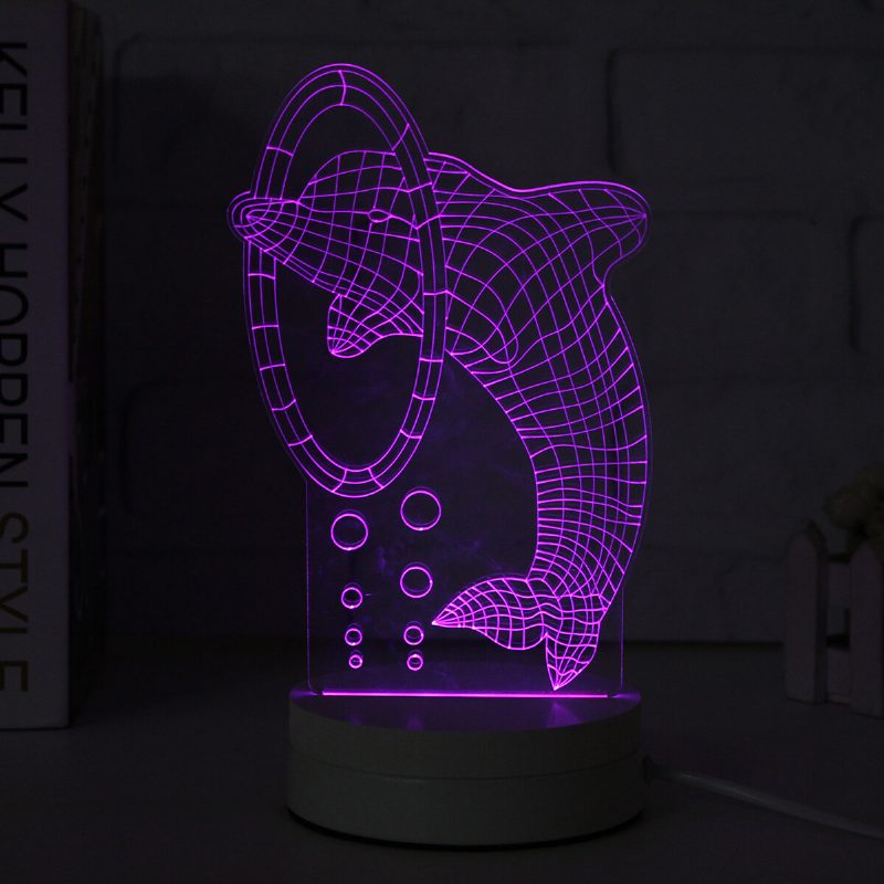 3d Viacfarebná Led Nočná Lampa So Vzorom Delfína S Vypínačom Home Party Decor 220v