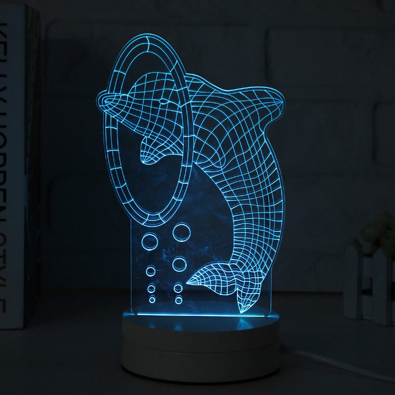 3d Viacfarebná Led Nočná Lampa So Vzorom Delfína S Vypínačom Home Party Decor 220v