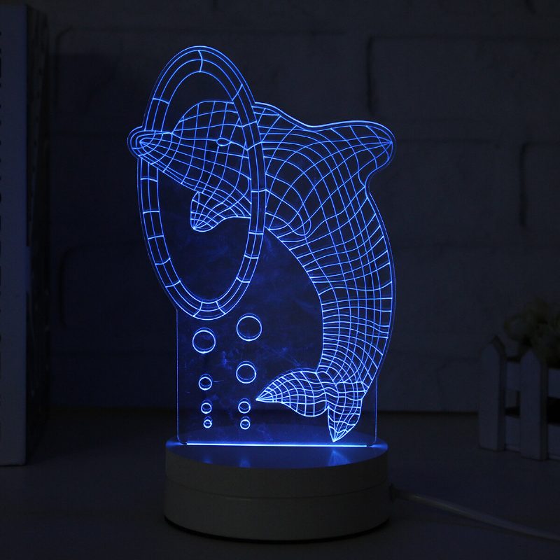 3d Viacfarebná Led Nočná Lampa So Vzorom Delfína S Vypínačom Home Party Decor 220v