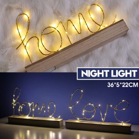 Drevené Mini Led Nočné Svetlo Home Love Stolná Listová Lampa Party Dekor
