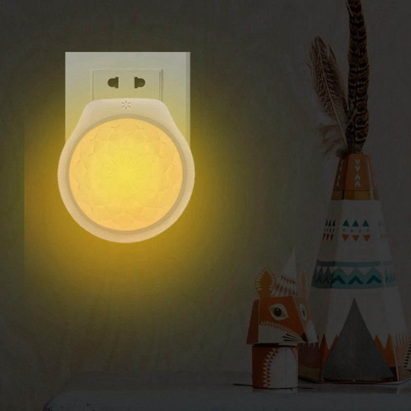 Inteligentný Svetelný Senzor Led Zásuvná Nástenná Nočná Lampa S Kvetinovým Vzorom Pre Domácu Spálňu Ac100-240v