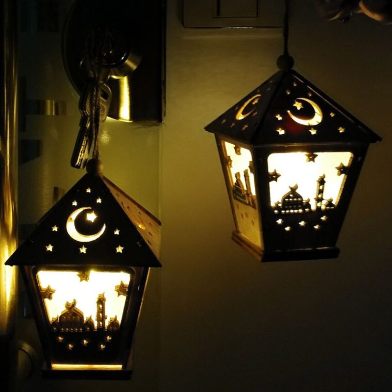 Led Diy House Wooden Lamp Festival Dekoratívne Nočné Svetlo Eid Mubarak Ramadán