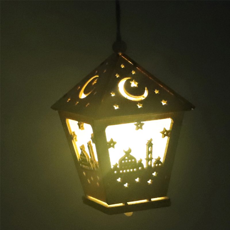 Led Diy House Wooden Lamp Festival Dekoratívne Nočné Svetlo Eid Mubarak Ramadán