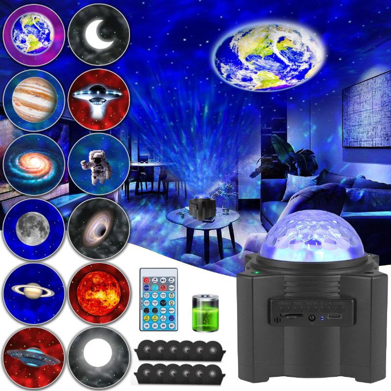 Led Galaxy Projector Nebula Night Light Náladová Lampa S Diaľkovým Ovládaním S Bluetooth Reproduktorom Pre Deti A Dospelých Dekorácia Spálne/párty/domácej Atmosféry