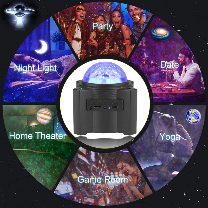 Led Galaxy Projector Nebula Night Light Náladová Lampa S Diaľkovým Ovládaním S Bluetooth Reproduktorom Pre Deti A Dospelých Dekorácia Spálne/párty/domácej Atmosféry