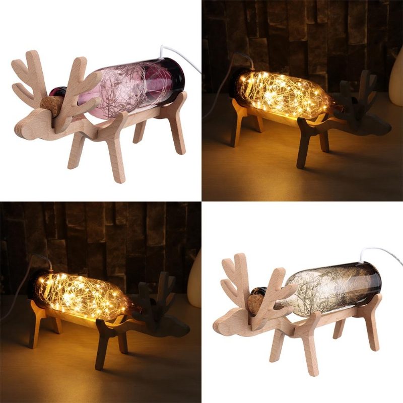 Led Sklenená Víla Elk Deer Light Bottle Jar Nočné Svetlo Stolná Lampa Vianočný Darček Do Domácnosti