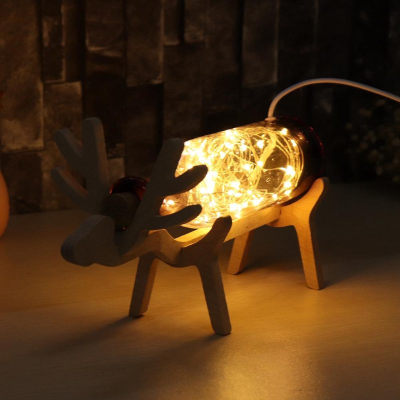 Led Sklenená Víla Elk Deer Light Bottle Jar Nočné Svetlo Stolná Lampa Vianočný Darček Do Domácnosti