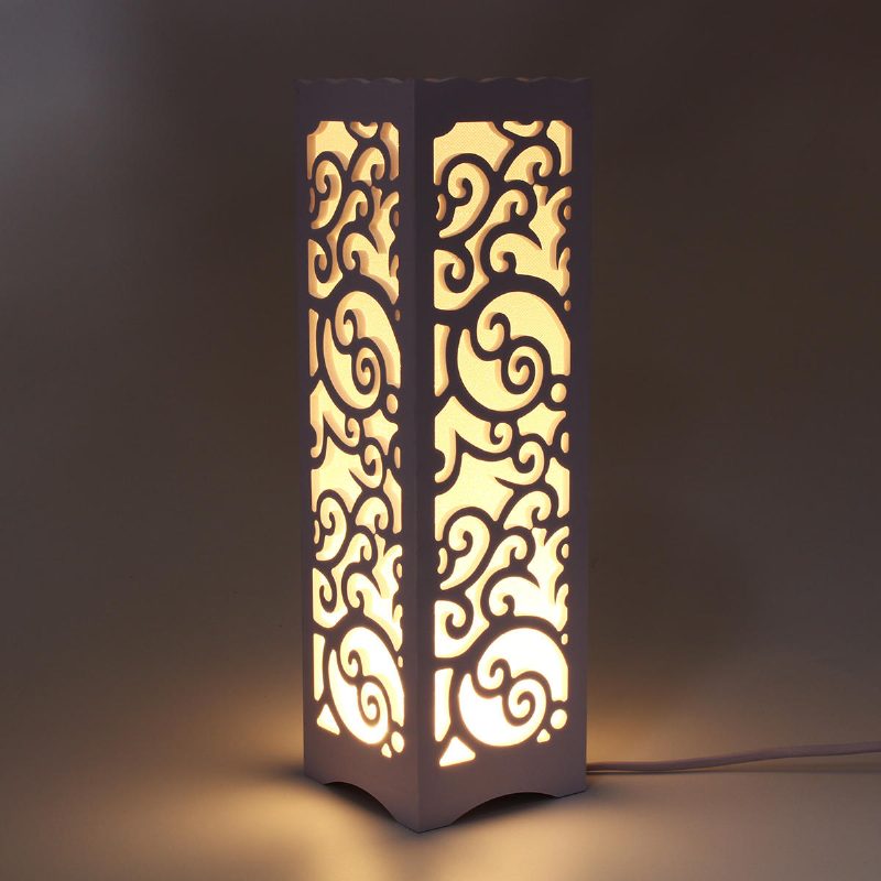 Moderná Stolová Lampa Led Klasická Drevená Vyrezávaná Dekorácia Pri Nočnom Stolíku