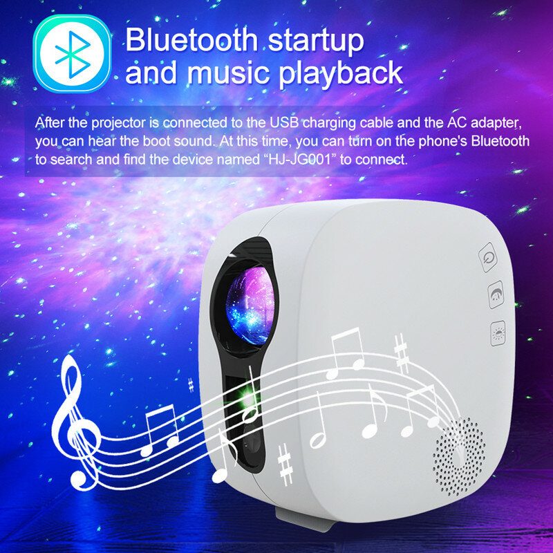 Projektor Hviezdnej Oblohy Bluetooth Hudobný Reproduktor Led Nočného Svetla Galaxy Nebula Ocean Star Mesiac Nočná Lampa