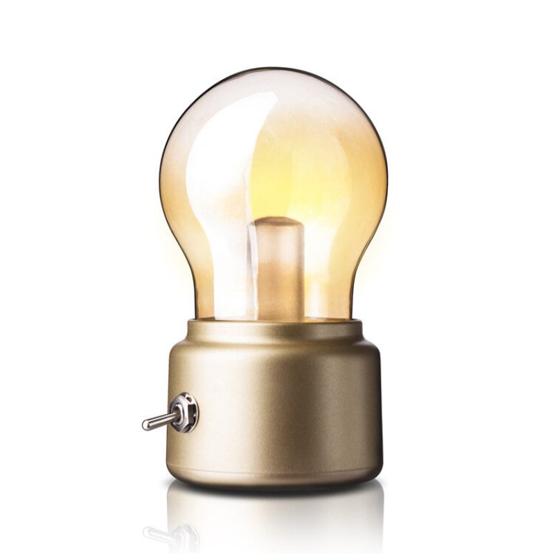 Retro Žiarovka Usb Nabíjanie Prenosná Mini Stolná Tvar Žiarovky Malé Nočné Svetlo