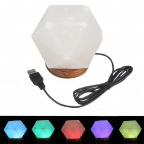 Usb Soľná Lampa Natural Crystal Rock Dekorácia Farebného Nočného Svetla Led