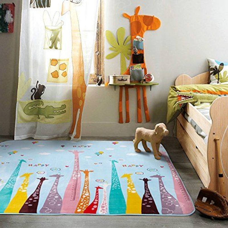 Farebné Žirafa Cartoon Area Koberce Protišmykové Do Detskej Spálne Hrubé Detské Podložky Na Plazenie Ktoré Možno Prať V Práčke
