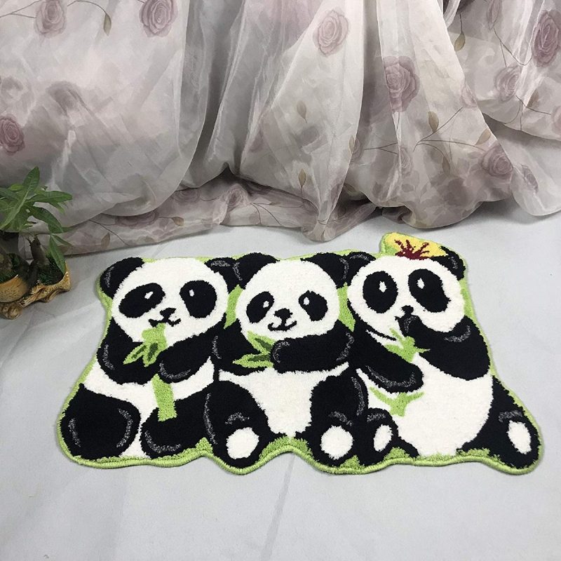 Ručne Vyrábané Koberce Pandas Protišmykové Podlahové Koberčeky Do Kúpeľne Koberec So Zvieratami Pre Deti Malé 19" X 31"