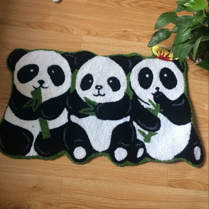 Ručne Vyrábané Koberce Pandas Protišmykové Podlahové Koberčeky Do Kúpeľne Koberec So Zvieratami Pre Deti Malé 19" X 31"