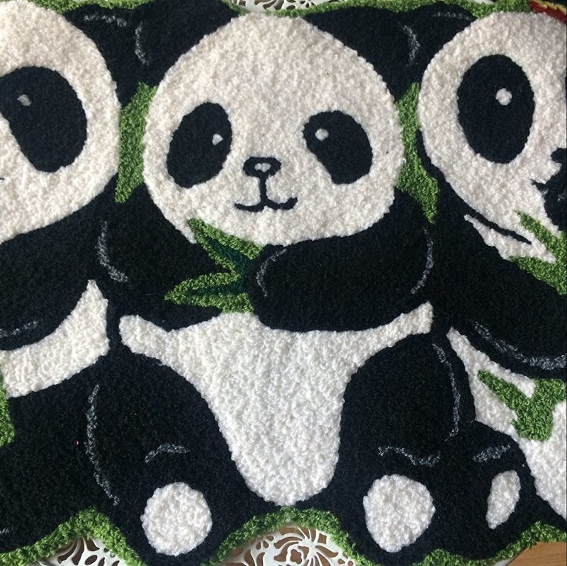 Ručne Vyrábané Koberce Pandas Protišmykové Podlahové Koberčeky Do Kúpeľne Koberec So Zvieratami Pre Deti Malé 19" X 31"