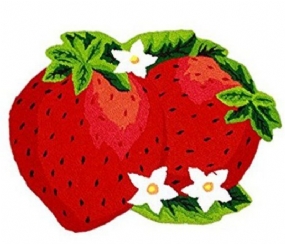 Ručne Vyrobený Detský Koberček Red Strawberry Protišmyková Predložka Do Kúpeľne 1.97 Ft X 2.62 Ft