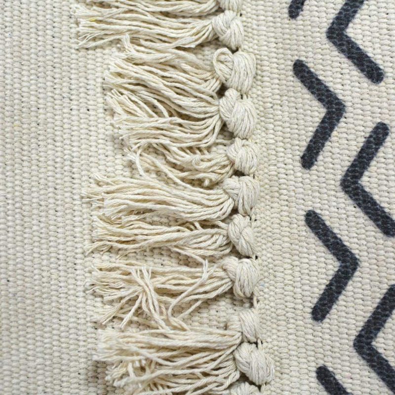 Vintage Bavlnený Koberec S Potlačou Šedo-biely Ručne Tkaný Umývateľný Do Obývačky/spálne