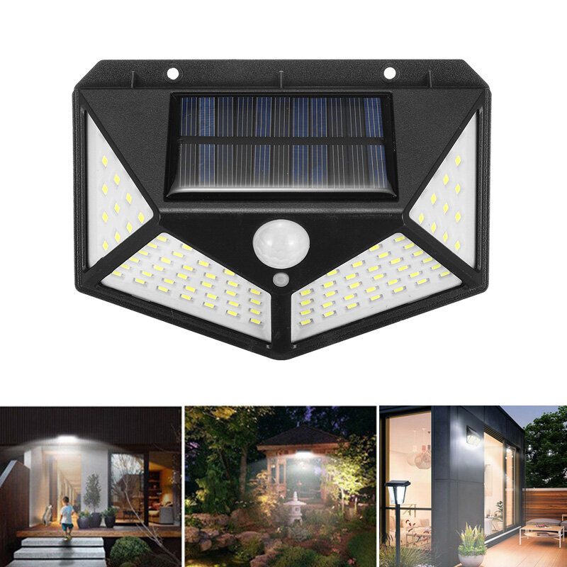 100 Led 800 Lm Vodotesné Nástenné Svetlo Solárne Napájanie 3 Režimy 120° Uhol Snímania Pir Camping Light