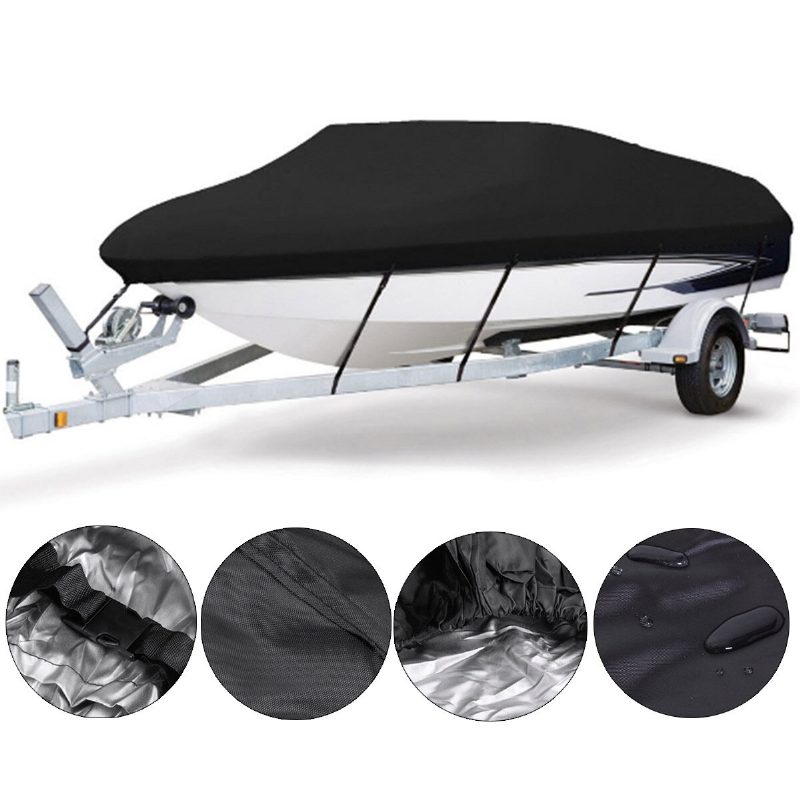 11-22ft Barco Boat Cover Anti-uv Vodeodolný Heavy Duty 210d Marine Protector Príslušenstvo Pre Prívesný Plachtový Čln