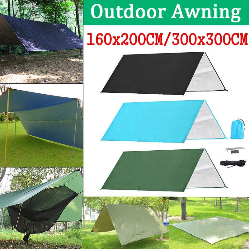 160x200cm/300x300cm 210t Prenosná Ľahká Vonkajšia Markíza Camping Stan Tarp Shelter Hojdacia Sieť Kryt Vodotesný Slnečník S Taškou