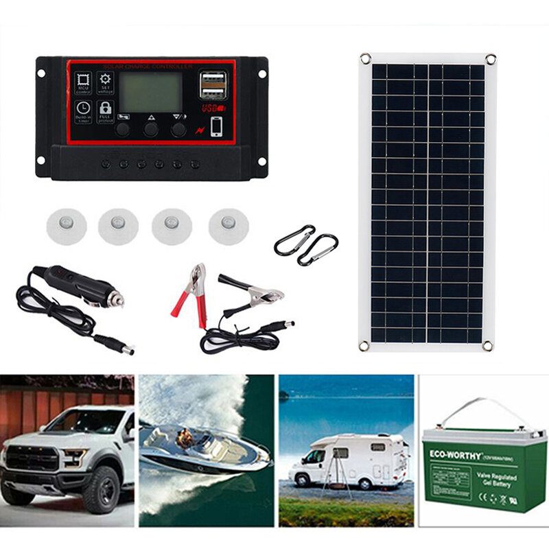 18v Solárny Systém Vodotesný Núdzový Usb Nabíjací Panel So Súpravou Ovládača Nabíjačky 40a/50a/60a Camping Travel