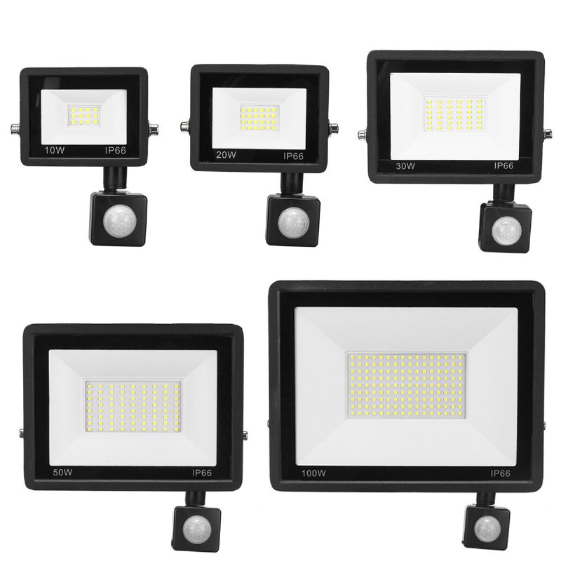 20w/30w/50w/100w Led Floodlight Pir Pohybový Senzor Reflektor Led Flood Light Vodotesné Ip66 Nástenné Vonkajšie Osvetlenie