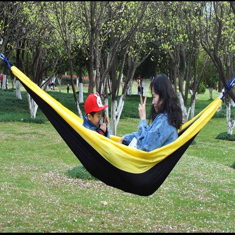 270 X 140 cm Vonkajšia Prenosná Dvojitá Hojdacia Sieť Padák Závesná Hojdačka Kemping Turistika