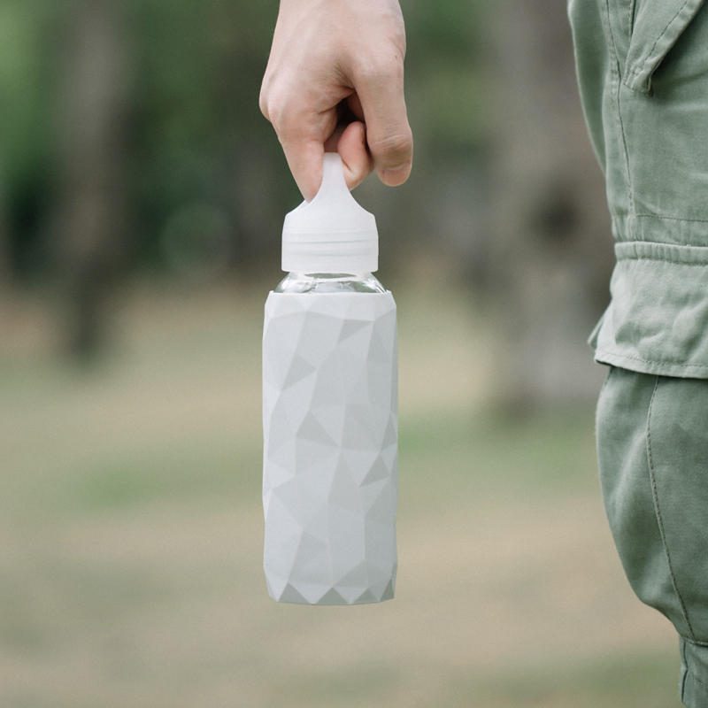 Jordan&judy 300 Ml Sklenená Fľaša Na Vodu Športový Cestovný Pohár Na Pitie So Silikónovým Krytom