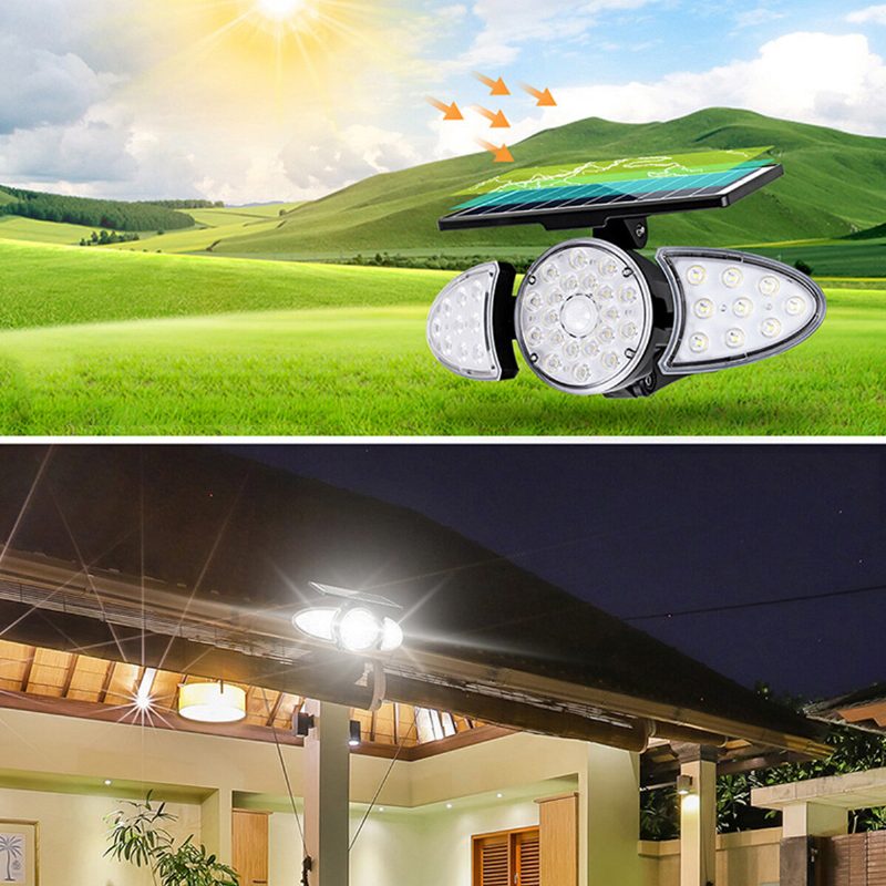 Led Solárne Nástenné Svetlo S Nastaviteľnou Hlavou Ip65 Vodotesné Super Jasné Telesné Senzorové Bodové Pre Vonkajší Záhradný Dvor