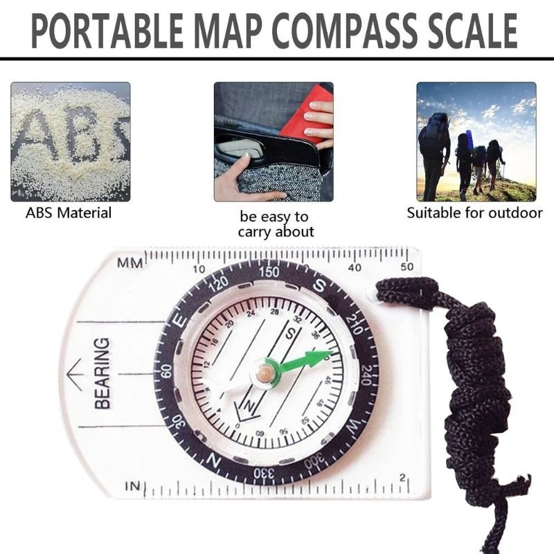 Mini Kompas Map Mierka Pravítko Multifunkčné Zariadenie Outdoor