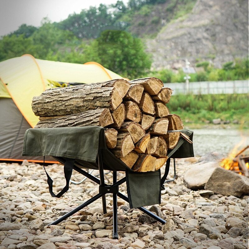 Outdoor Campfire Firewood Rack Collection Bag Zliatina Hliníka Ľahká Kempingová Prenosná Taška Na Palivové Drevo