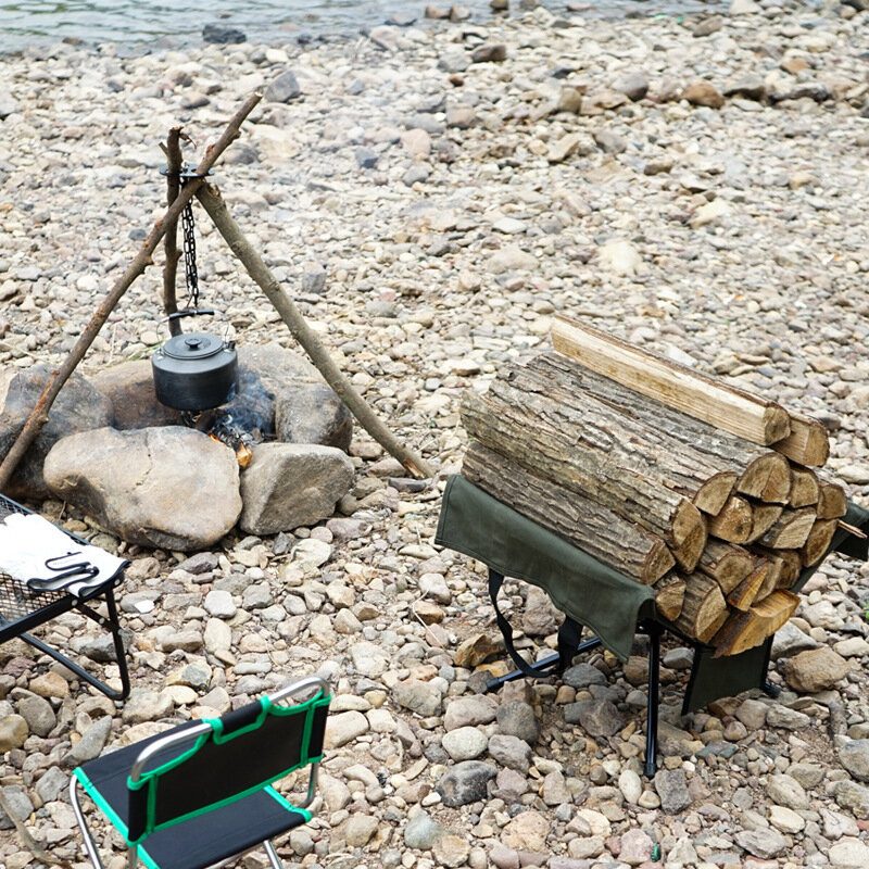 Outdoor Campfire Firewood Rack Collection Bag Zliatina Hliníka Ľahká Kempingová Prenosná Taška Na Palivové Drevo