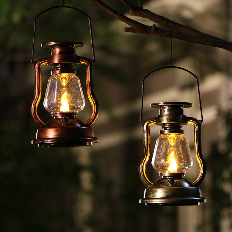 Prenosná Vonkajšia Lampa Solárna Závesná Nabíjateľná Retro Prenosný Stan Camping Night Light