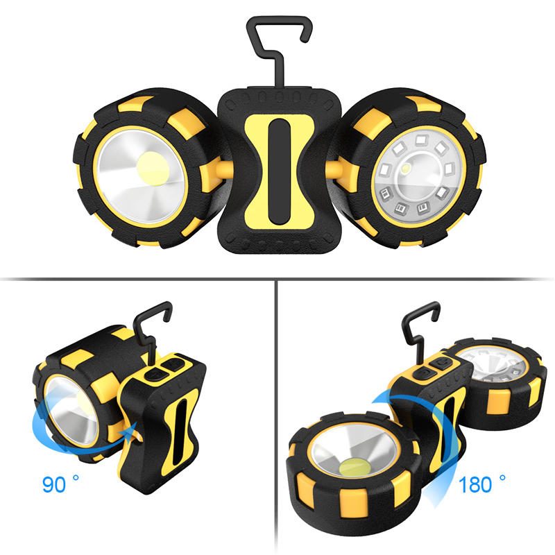 Sl11 500 Lúmenov 10w Cob Led Kempingové Svetlo S Dvojitou Hlavou S Magnetickým Pripojením 4 Režimy Núdzová Baterka