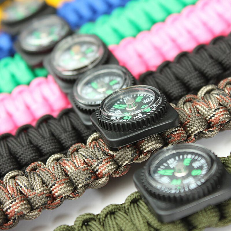 Survival Paracord Náramok Whistle Svetelné Vojenské Hodinky Na Zápästí