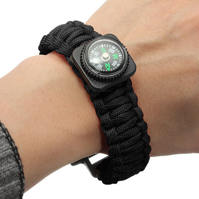 Survival Paracord Náramok Whistle Svetelné Vojenské Hodinky Na Zápästí